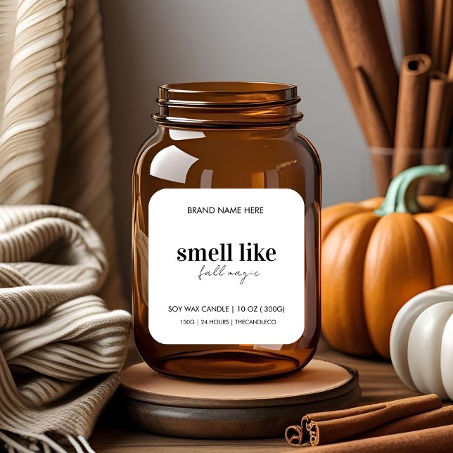Minimalist Smell Like Fall Magic Candle  Square Sticker (Creator Uploaded)