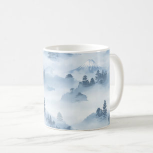 Minimalist Snow-Covered Mountains Blue White Coffee Mug