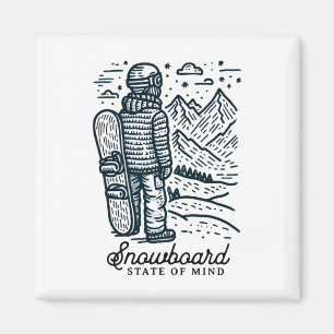 Minimalist Snowboarder – Mountain Adventure Snowbo Magnet