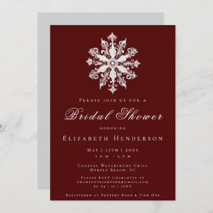 Minimalist Snowflake Bridal Shower Red Invitation