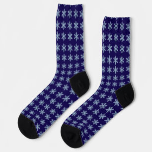 Minimalist Snowflake Elegant Navy Blue Winter Socks