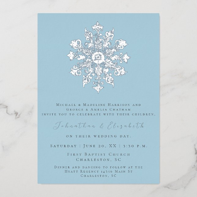 Minimalist Snowflake | Ice Blue Wedding (Front)