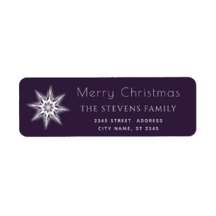 Minimalist snowflake  Merry Christmas Christmas Return Address Label