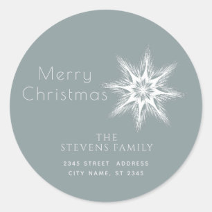 Minimalist snowflake  Merry Christmas Holiday Classic Round Sticker