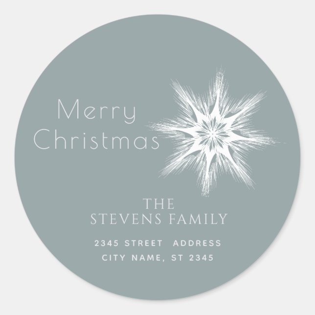 Minimalist snowflake  Merry Christmas Holiday Classic Round Sticker (Front)