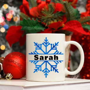 Minimalist Snowflake Personalised Christmas Coffee Mug