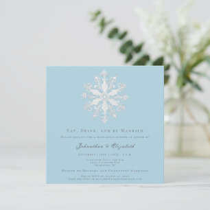 Minimalist Snowflake Rehearsal Dinner Ice Blue Invitation