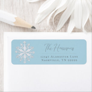 Minimalist Snowflake Wedding Address Ice Blue Return Address Label