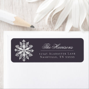 Minimalist Snowflake Wedding Address   Plum Purple Return Address Label