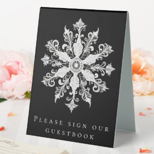 Minimalist Snowflake Wedding   Black