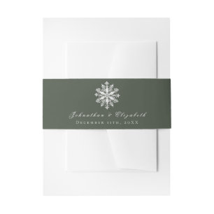 Minimalist Snowflake Wedding   Green Invitation Belly Band