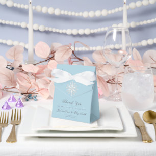 Minimalist Snowflake Wedding Ice Blue Favour Box