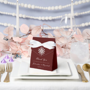 Minimalist Snowflake Wedding Red Favour Box