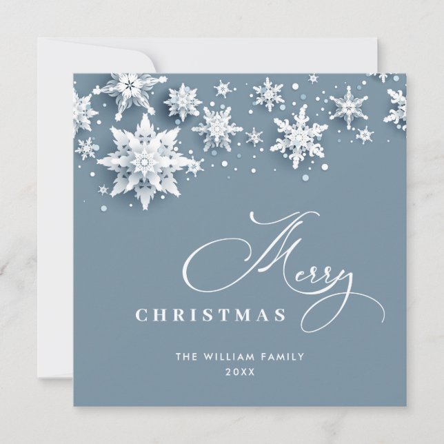 Minimalist Snowflakes Christmas Greeting Holiday Card (Front)