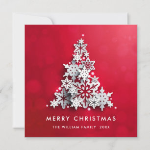Minimalist Snowflakes Christmas Tree Greeting Holiday Card