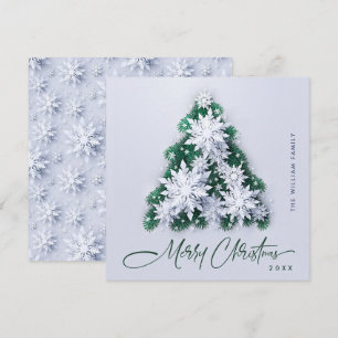 Minimalist Snowflakes Christmas Tree Greeting Holiday Card