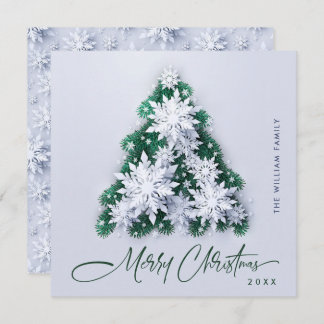 Minimalist Snowflakes Christmas Tree Greeting Holiday Card