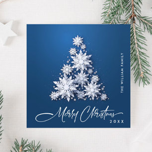 Minimalist Snowflakes Christmas Tree Greeting Holiday Card