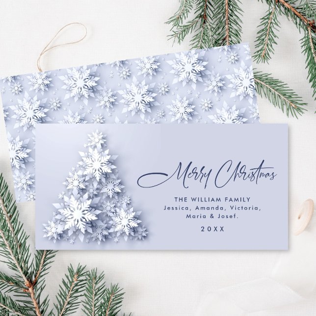 Minimalist Snowflakes Christmas Tree Greeting Holiday Card (Creator Uploaded)