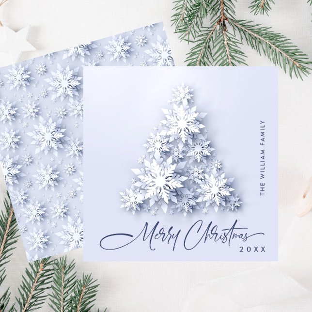 Minimalist Snowflakes Christmas Tree Greeting Holiday Card (Creator Uploaded)
