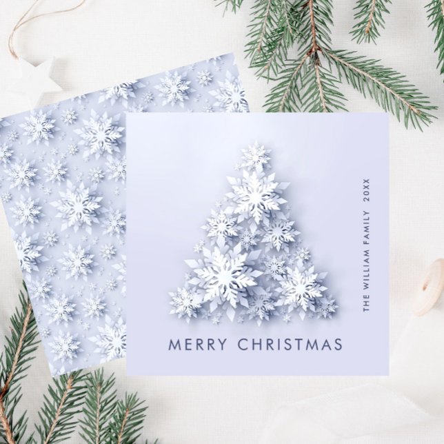 Minimalist Snowflakes Christmas Tree Greeting Holiday Card (Creator Uploaded)