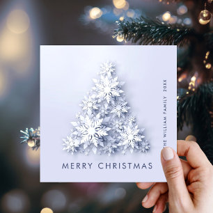 Minimalist Snowflakes Christmas Tree Greeting Holiday Card