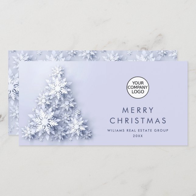 Minimalist Snowflakes Christmas Tree Greeting Holiday Card (Front/Back)