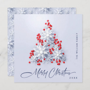 Minimalist Snowflakes Christmas Tree Greeting Holiday Card
