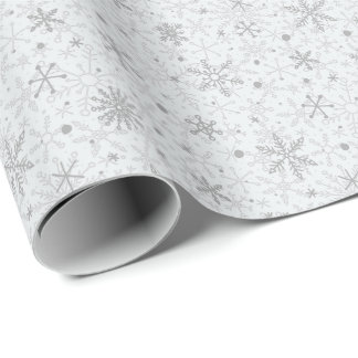 Minimalist Snowflakes Grey Xmas Wrapping Paper