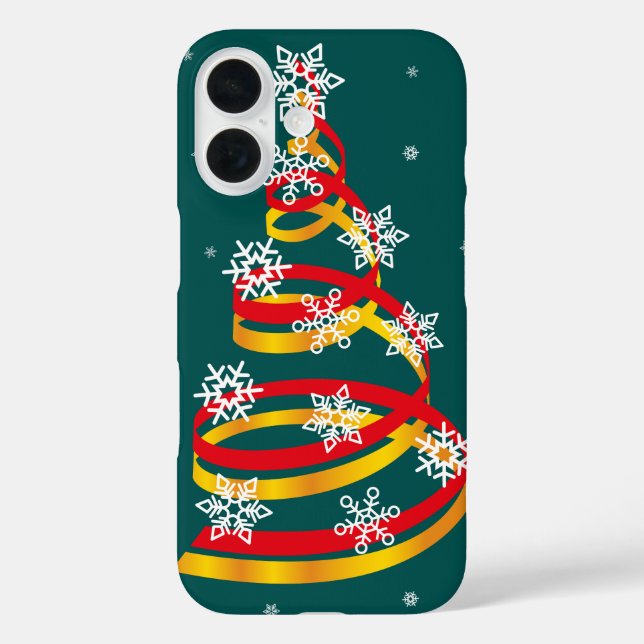 Minimalist Snowflakes Ribbon Christmas Tree Case-Mate iPhone Case (Back)