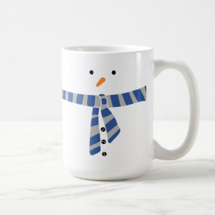 Minimalist Snowman Blue Grey Scarf Winter Coffee Mug