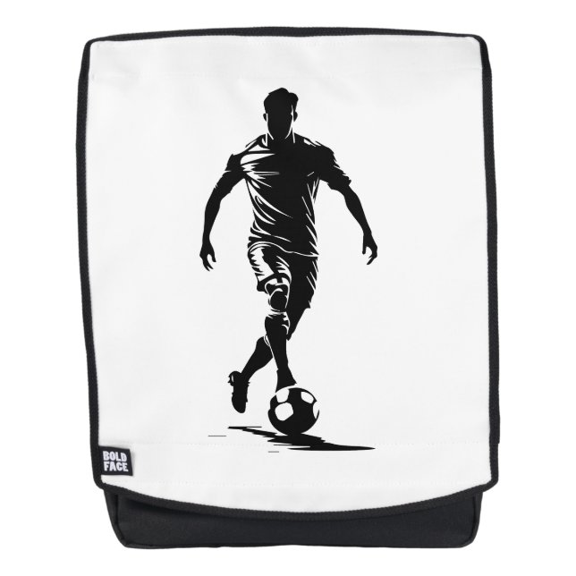 Minimalist Soccer Player Silhouette Art Backpack (Front)