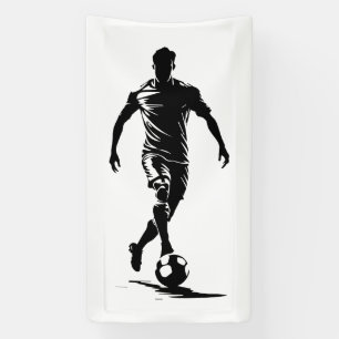 Minimalist Soccer Player Silhouette Art Banner