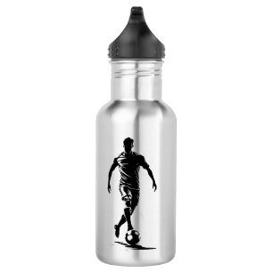 Minimalist Soccer Player Silhouette Art Bottle