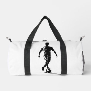 Minimalist Soccer Player Silhouette Art Duffle Bag