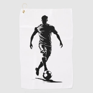 Minimalist Soccer Player Silhouette Art Golf Towel