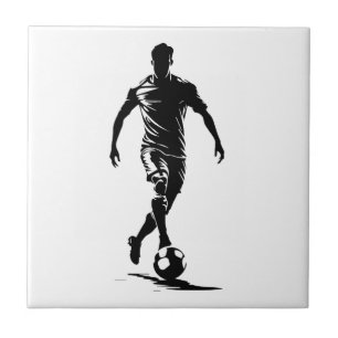 Minimalist Soccer Player Silhouette Art Tile