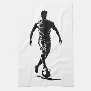 Minimalist Soccer Player Silhouette Art Towel