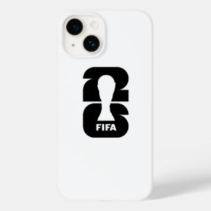 Minimalist Soccer Trophy Silhouette White on Black Case-Mate iPhone 14 Case