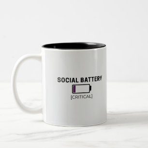 Minimalist Social Battery Low Sticker Two-Tone Coffee Mug