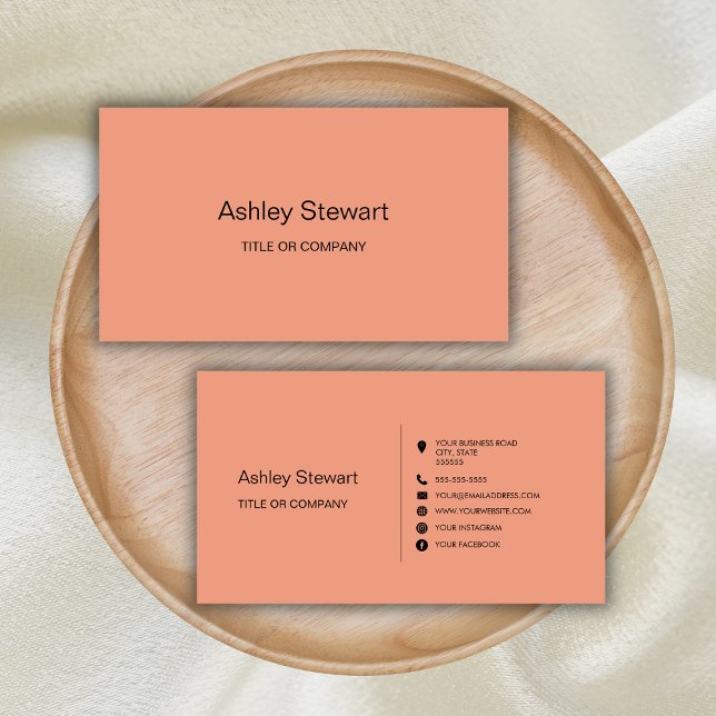 Minimalist Social media Modern Professional Peach Business Card (Creator Uploaded)
