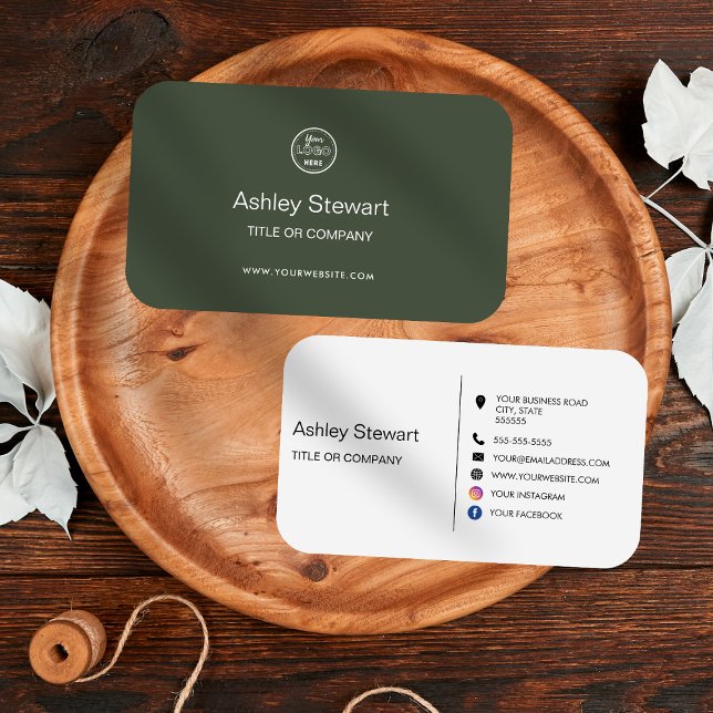 Minimalist Social media Website Logo Modern Green Business Card (Creator Uploaded)