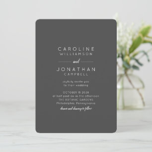 Minimalist Soft Black Chic Elegant Modern Wedding  Invitation