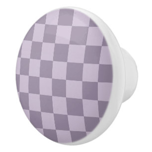 Minimalist Soft Lavender Checkerboard Pattern  Ceramic Knob
