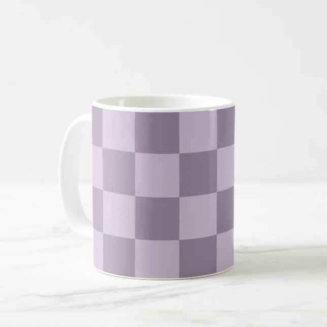 Minimalist Soft Lavender Checkerboard Pattern  Coffee Mug (Front Left)