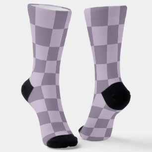 Minimalist Soft Lavender Checkerboard Pattern  Socks