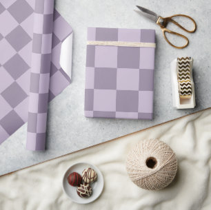 Minimalist Soft Lavender Checkerboard Pattern Wrapping Paper