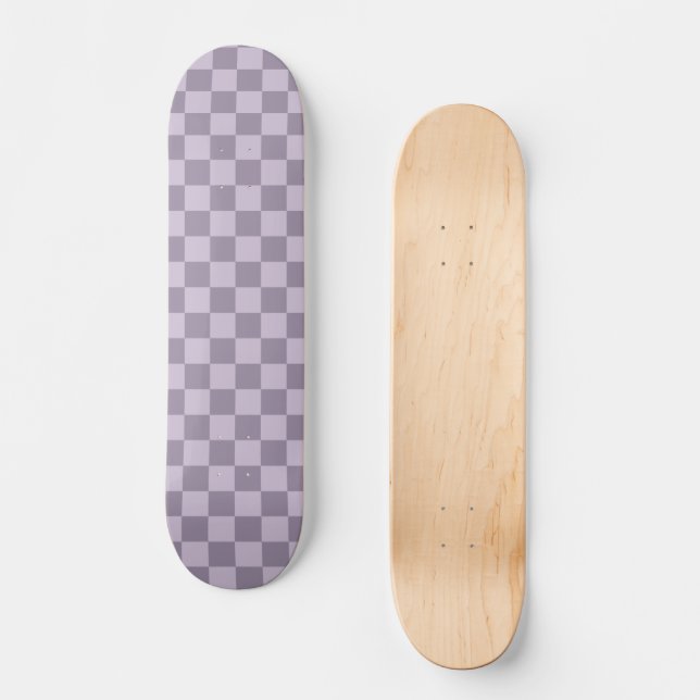 Minimalist Soft Lavender Chequerboard Pattern  Skateboard (Front)