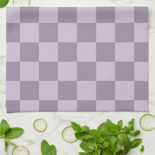 Minimalist Soft Lavender Chequerboard Pattern  Tea Towel