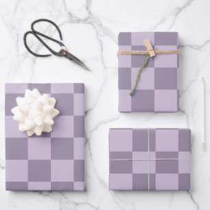 Minimalist Soft Lavender Chequerboard Pattern Wrapping Paper Sheet